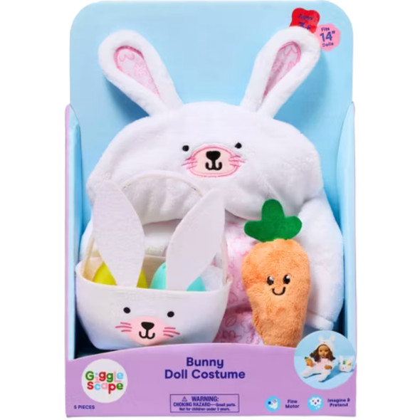 Gigglescape Bunny Doll Costume with Basket and Carrot Plush