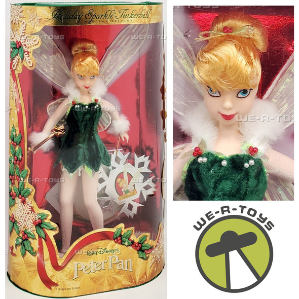 Disney Peter Pan Holiday Sparkle Tinkerbell Doll 1999 Mattel 25566