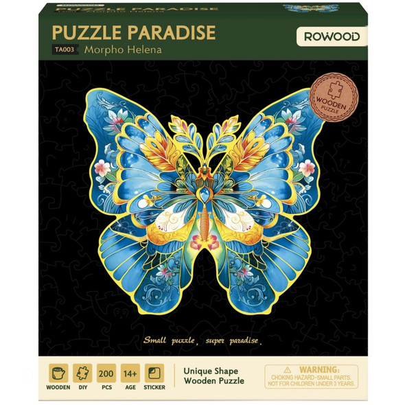 Rowood Morpho Helena Butterfly 200 Piece Wooden Puzzle TA003
