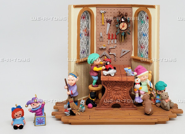 Hallmark Keepsake Ornaments with Display Piece Santa's Toy Shop Set 1996