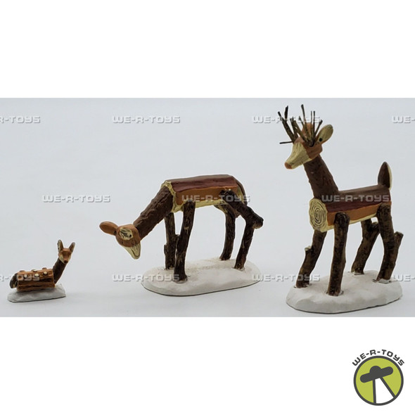 Department 56 Wooden Deer Family Set of 3 Village Accessories