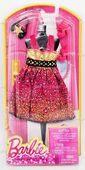 Barbie Fashions Gold and Pink Cheetah Dress 2013 Mattel BCN57