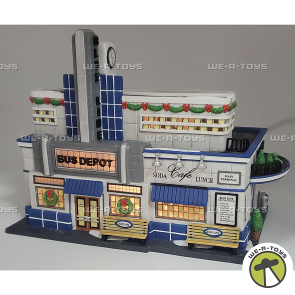 Department 56 Blue Line Bus Depot Christmas in the City Series Building