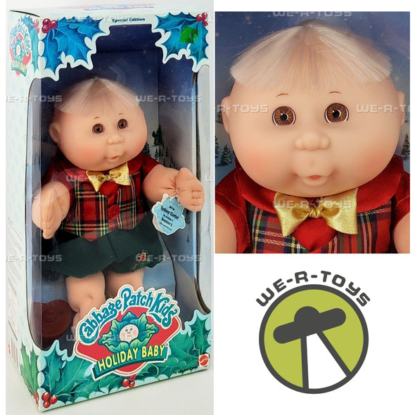 Cabbage Patch Kids Holiday Baby Brown Eyes Blond Hair Doll 1997 Mattel 17605