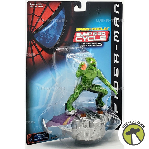 Marvel Spider-Man Green Goblin Figure on Bump and Go Cycle 2001 Toy Biz 43747