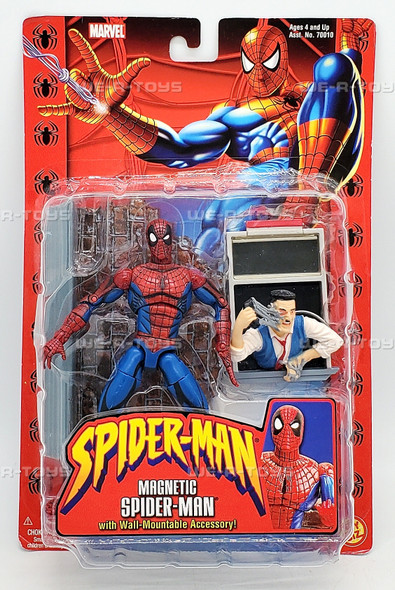 Marvel Spider-Man Magnetic Spider-Man w/ Wall Mountable Accessory Toy Biz 70012