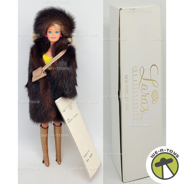 Custom Barbie Doll in Mahogany Mink Coat from Lara's Fur Accessories in New York