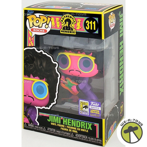 Funko POP Rocks Blacklight Jimi Hendrix 311 Vinyl Fgure SDCC 2023