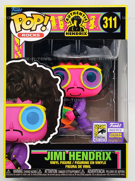 Funko POP Rocks Blacklight Jimi Hendrix 311 Vinyl Fgure SDCC 2023