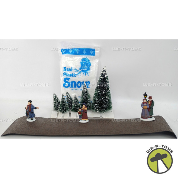Department 56 Accessories Lot-Trees, Snow, Road, Town Square Carolers Figures