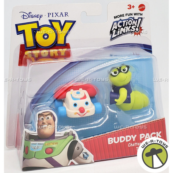 Disney Pixar Toy Story Buddy Pack Chatter Telephone & The Bookworm Figures V4973