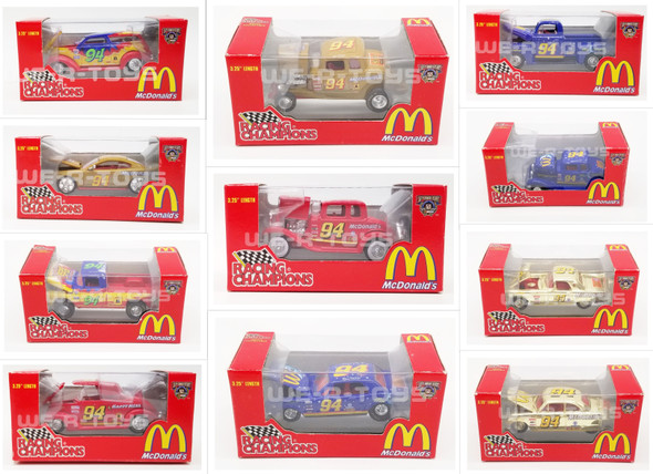 McDonald's #94 Racing Champions Lot of 11 Collectible Cars 3.25" Nascar 50th NEW