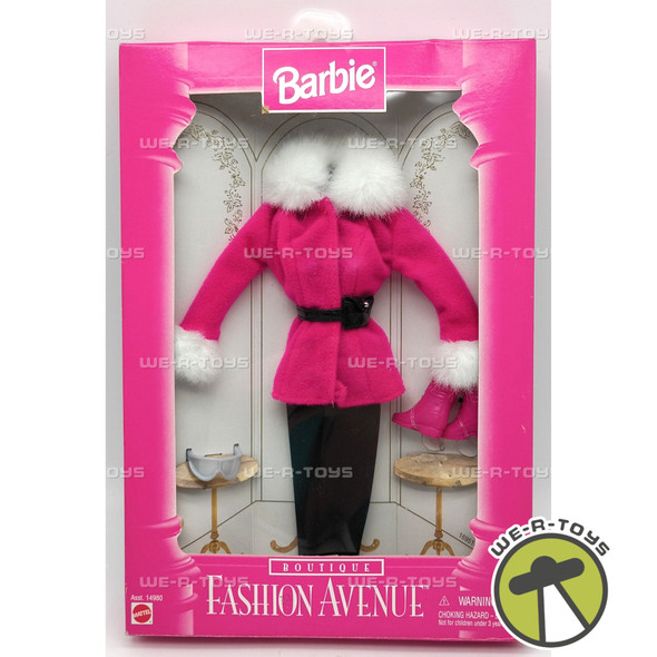 Barbie Fashion Avenue Boutique 14980 Pink Ski Jacket w/White Fur & Pants 1996