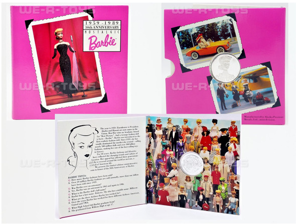 30th Anniversary Nostalgic Barbie One Ounce Commemorative Silver Coin 1989