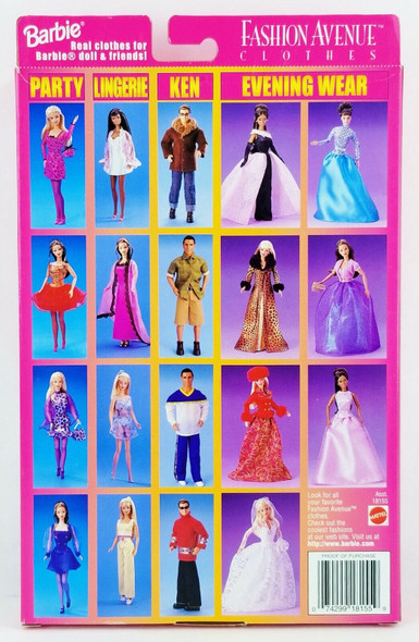 Barbie Fashion Avenue Collection Party Fashions 1998 Mattel 18155 Gold Fur NRFP