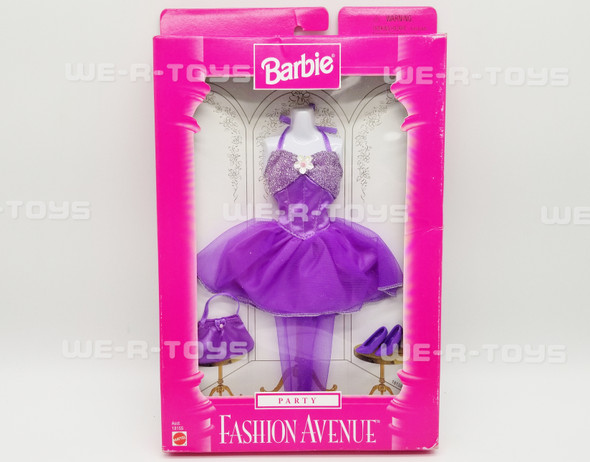 Barbie Fashion Avenue Party #18155 Purple Shiny Dress & Tights 1997 Mattel NIB