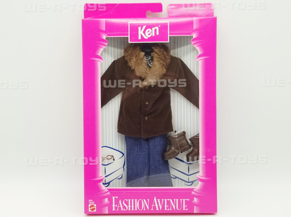 Barbie Fashion Avenue #18099 Ken Fashions Outfit Brown Suede Jacket w/ Fur NRFB