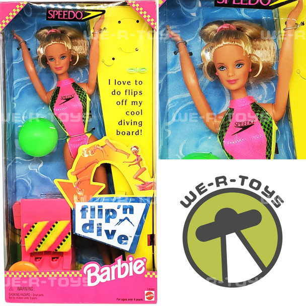 Flip 'n Dive Barbie Doll in Speedo Fashion 1997 Mattel 18980