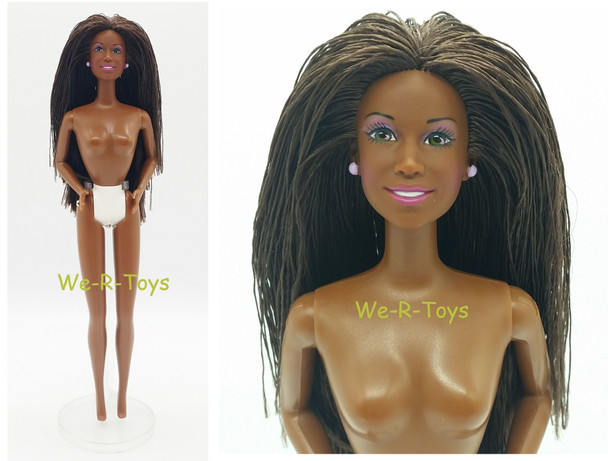 Luxurious Long Straight Hair Nude African American AA Barbie USED