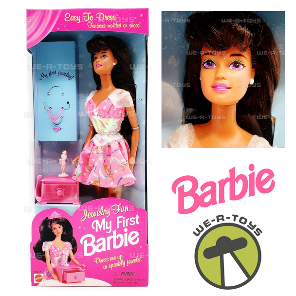 My First Barbie Jewelry Fun Easy to Dress Brunette Doll 1996 Mattel 16007