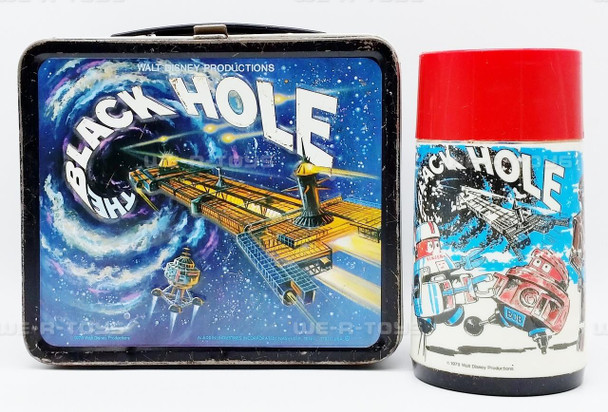 The Black Hole Tin Metal Lunchbox and Thermos Cup 1979 Aladdin Walt Disney USED