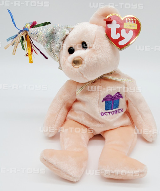 TY Beanie Babies 2002 October Peach Birthday Collection Bear Plush Toy New