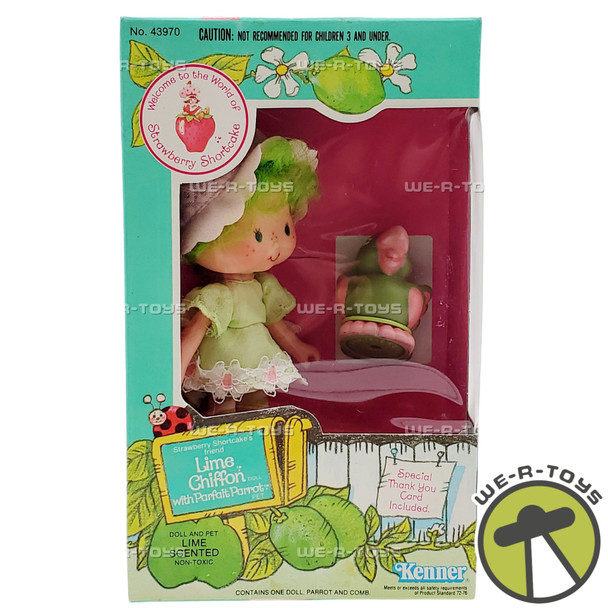 Strawberry Shortcake Lime Chiffon Doll with Parfait Parrot Pet 1982 Kenner 43970