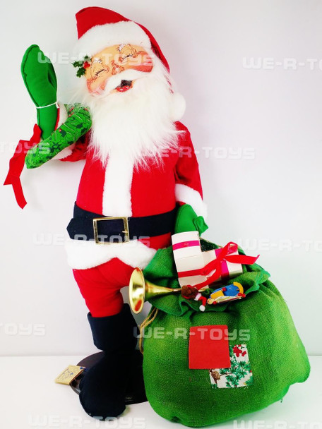 Annalee Mobilitee 30 Santa Claus Green Sack and Wreath No 6226 Doll USED
