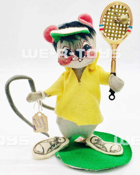 Annalee Mobilitee Dolls 1974 Vintage Gray Tennis Mouse Wired Doll Gold Ball