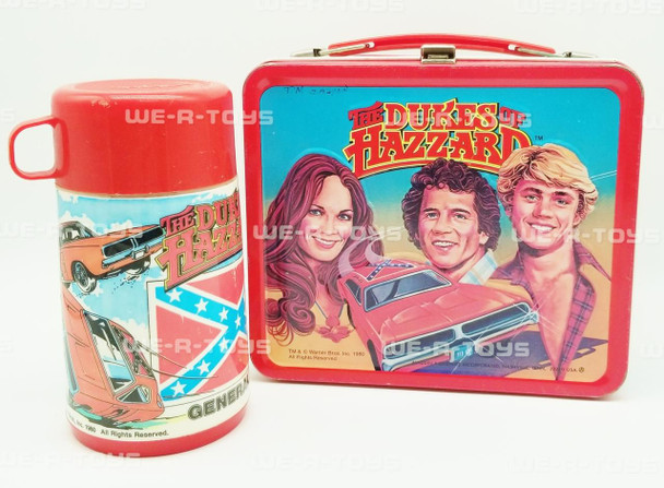 The Dukes of Hazzard Tin Metal Lunchbox and Thermal Cup 1980 Aladdin WB USED