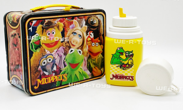 The Muppets Tin Metal Lunchbox and Thermos Cup 1979 Thermos USED