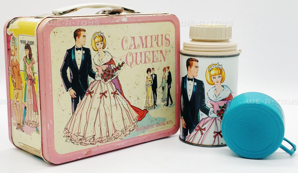 Campus Queen Tin Metal Lunchbox and Thermos Cup 1967 Thermos USED