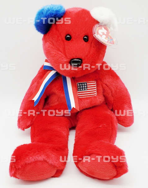 Ty Beanie Buddy America the Bear Red Plush Toy 2002 With Tag NEW