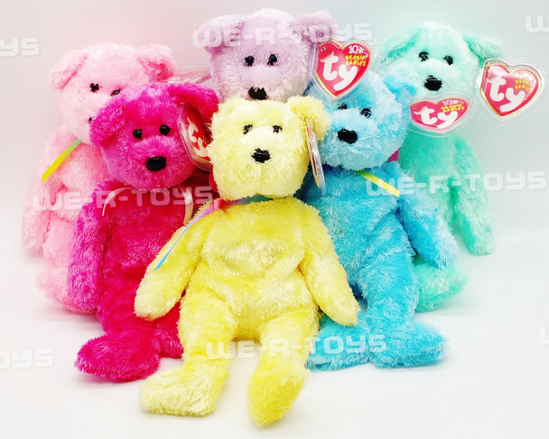 Beanie Babies Ty Beanie Baby Lot of 6 Sherbet the Bear Plush Six Different Colors New W/ Tags