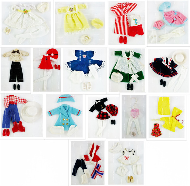 Ginny Dolls Fashion Lot of 16 Outfits 1970s Vogue Dolls USED