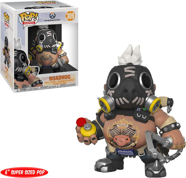 Funko Pop Games Overwatch #309 RoadHog 6 Supersized Pop Vinyl Action Figure