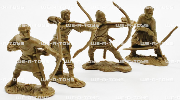 The Toy Soldier Company Lot of 4 Medieval Archers Figures Unpainted Brown Plastic