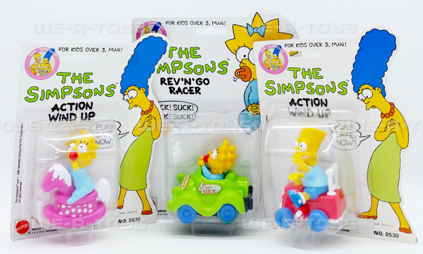 The Simpsons Rev 'N' Go Racer Action Wind Up Vehicles Maggie & Bart Lot of 3 NRFP