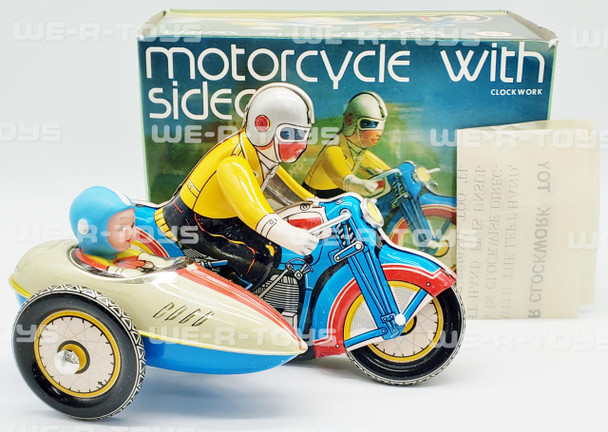 Clockwork Motorcycle with Sidecar Wind Up Tin Toy by Clockwork MS 709 Collectable Item