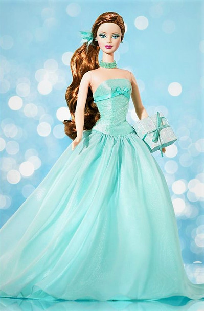 Birthday Wishes Barbie Red Hair Aqua Dress 2003 Mattel B9787