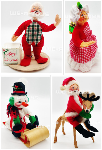 Annalee Lot of 4 Christmas Wired Dolls Santa, Mrs. Claus, Snowman
