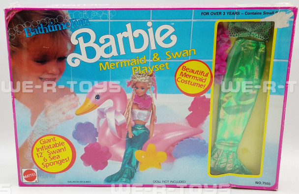 Barbie Mermaid Outfit & Inflatable Swan Playset Mattel 1990 No 7555 NRFB