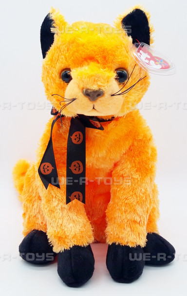 TY Beanie Buddies Scared-e Orange Halloween Cat 10" Plush 2002 NEW