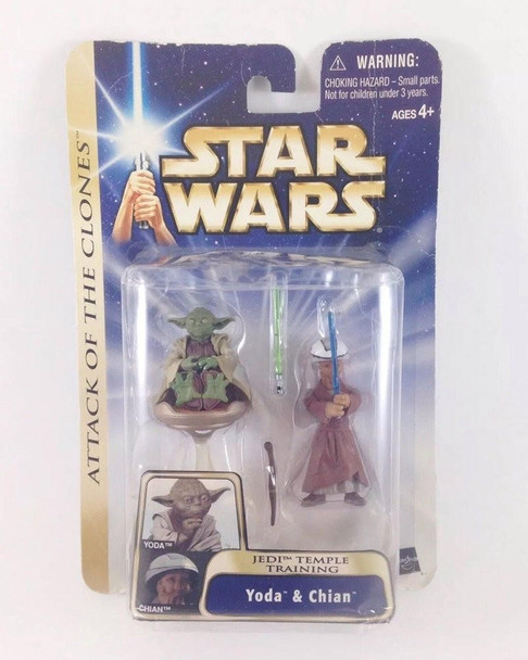 Star Wars Attack of the Clones Yoda and Chian Action Figures Hasbro 2002