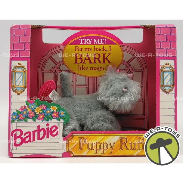 Barbie Puppy Ruff Plush Dog with Collar and Grooming Brush No. 11069 Mattel 1993