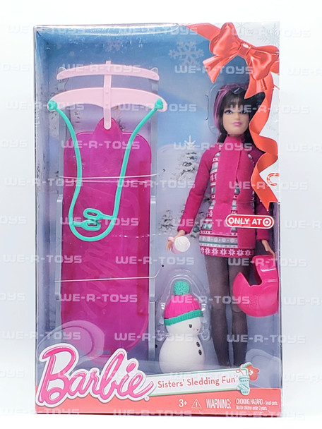 Barbie Sisters' Sledding Fun Doll & Sled Brunette 2015 Mattel No. CMY42 NRFB