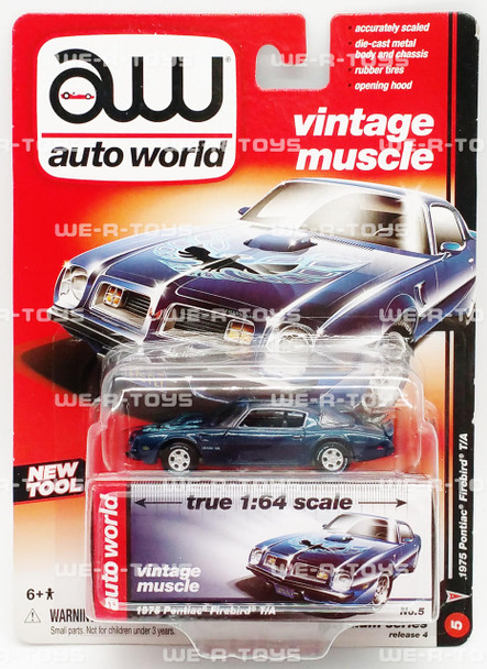 Auto World Vintage Muscle Blue 1975 Pontiac Firebird T/A Car AW 2015 #5 NRFP