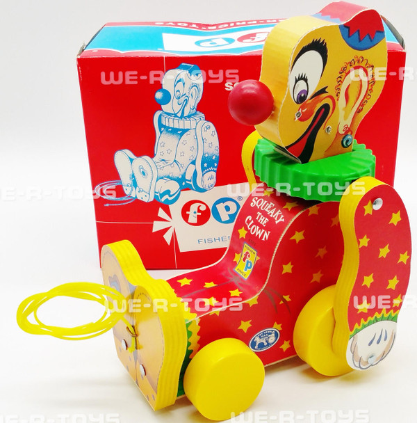 Fisher-Price Squeaky The Clown Pull Toy FP 1995 #76593 Made in USA NEW
