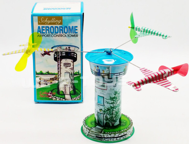 Schylling Aerodrome Airport Control Tower Tin Wind-Up Toy Collector Series