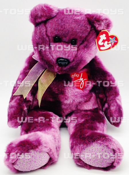 Ty Beanie Buddy Purple 2000 Signature Bear 14" Plush Toy With Tag NEW